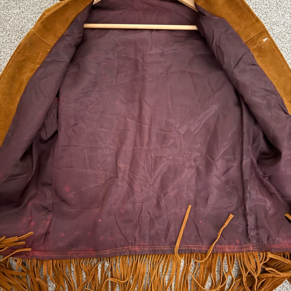 Vintage Tan Fringe 100% Suede Jacket - Picture 6 of 7